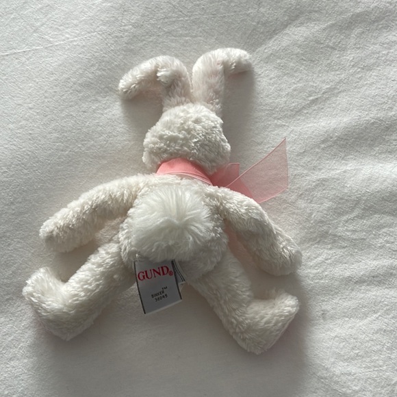 White and pink bunny stuffed toy from Gund. Named Binker. - Picture 4 of 7